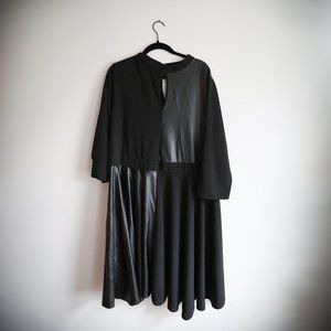 Ashley Stewart Faux Leather Panel Midi Dress - 2X